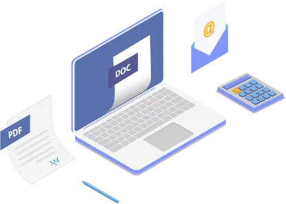 Digital bookkeeping: tax documents, laptop and calculator
